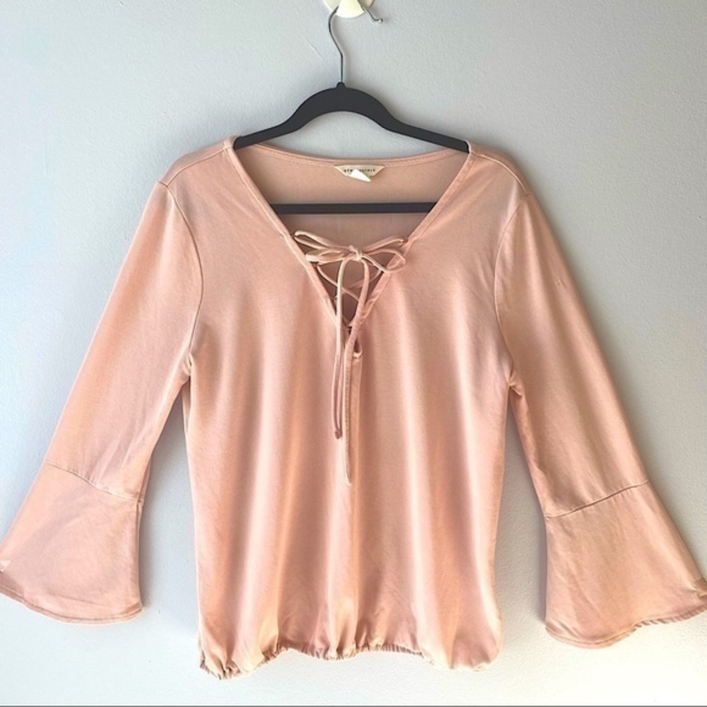Aeropostale Pink Peach Blush Bell Long Sleeves Blouse Sz S